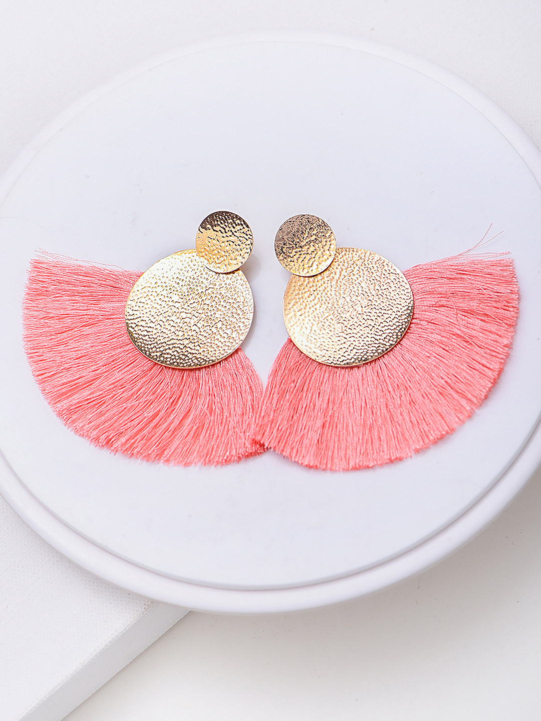 Buy Justpeachy Peach Coloured Contemporary Drop Earrings Earrings for