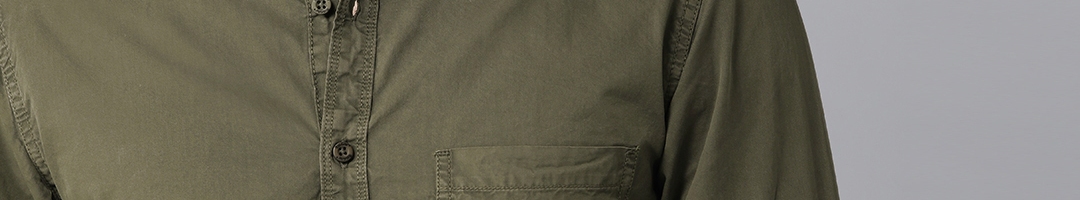 Buy Roadster Men Olive Green Regular Fit Solid Casual Shirt - Shirts ...