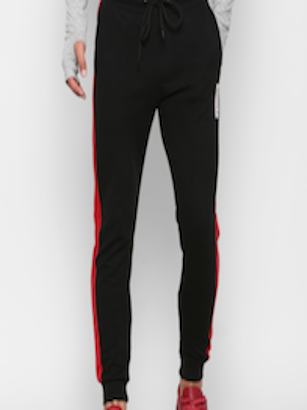 Buy SKULT By Shahid Kapoor Men Black & Red Striped Track Pants - Track ...