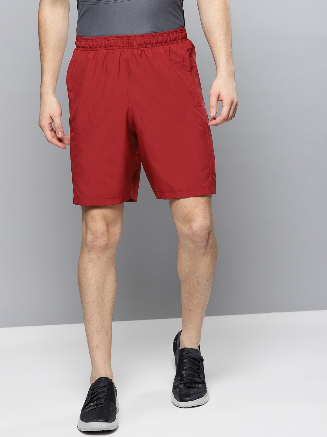 Buy UNDER ARMOUR Men Maroon Solid Woven Graphic Sports Shorts - Shorts ...