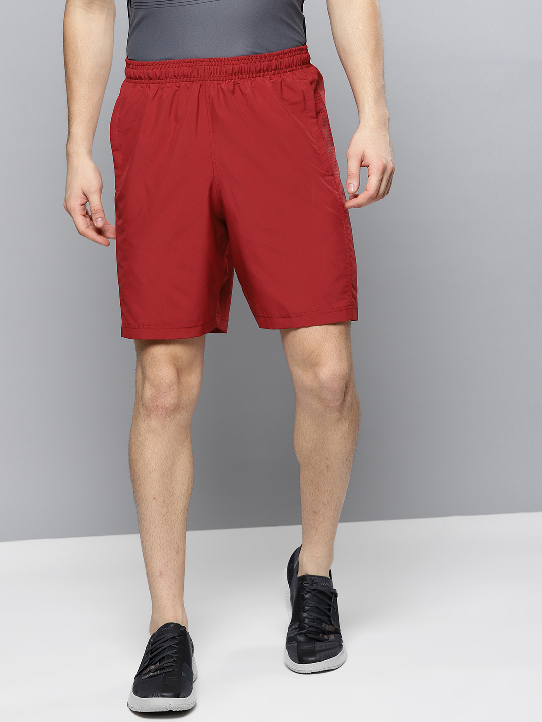 Buy UNDER ARMOUR Men Maroon Solid Woven Graphic Sports Shorts Shorts