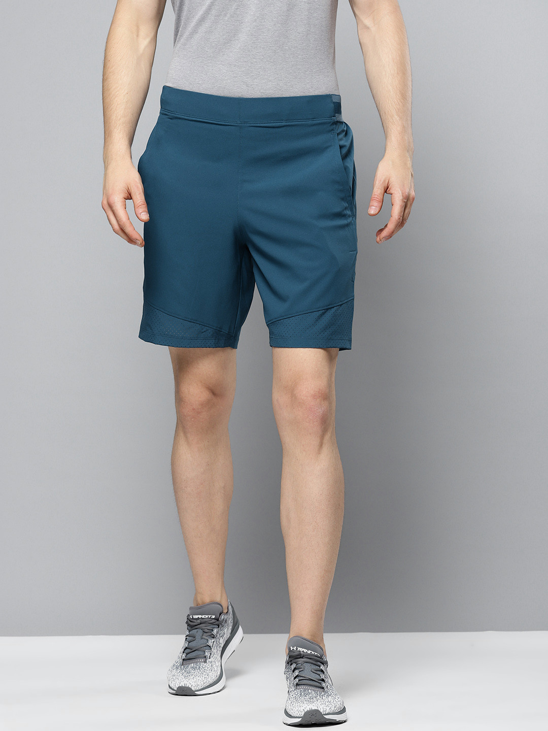 Buy UNDER ARMOUR Men Teal Blue Solid Woven Graphic Sports Shorts