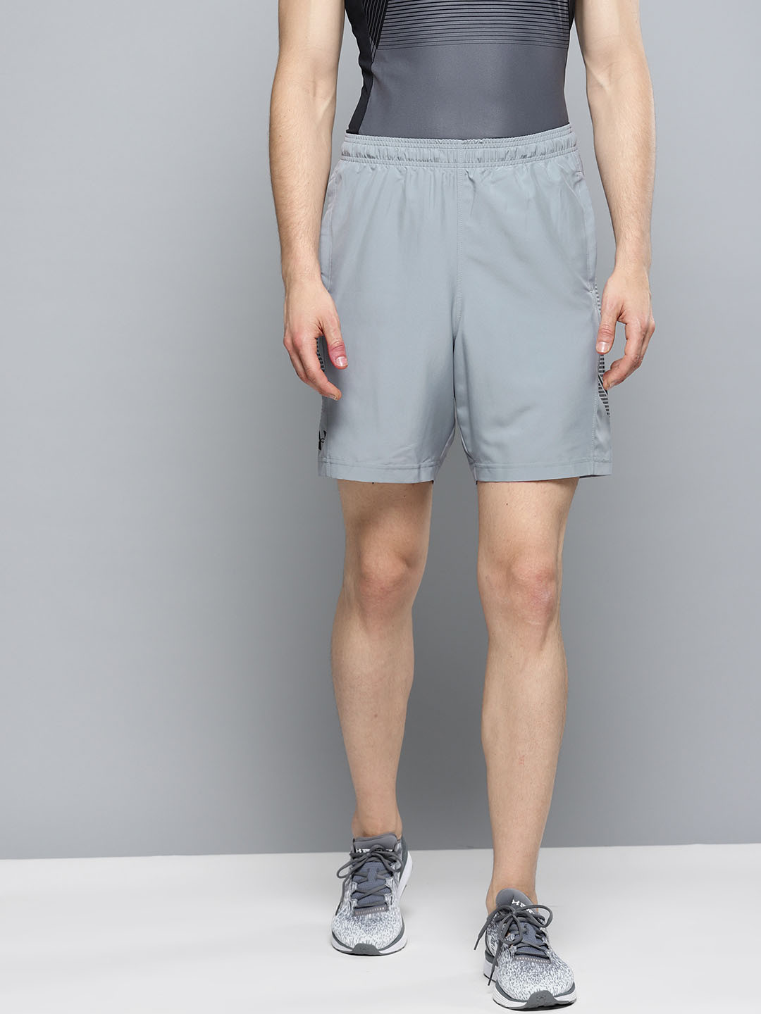 Buy UNDER ARMOUR Men Grey Solid Woven Graphic Sports Shorts Shorts