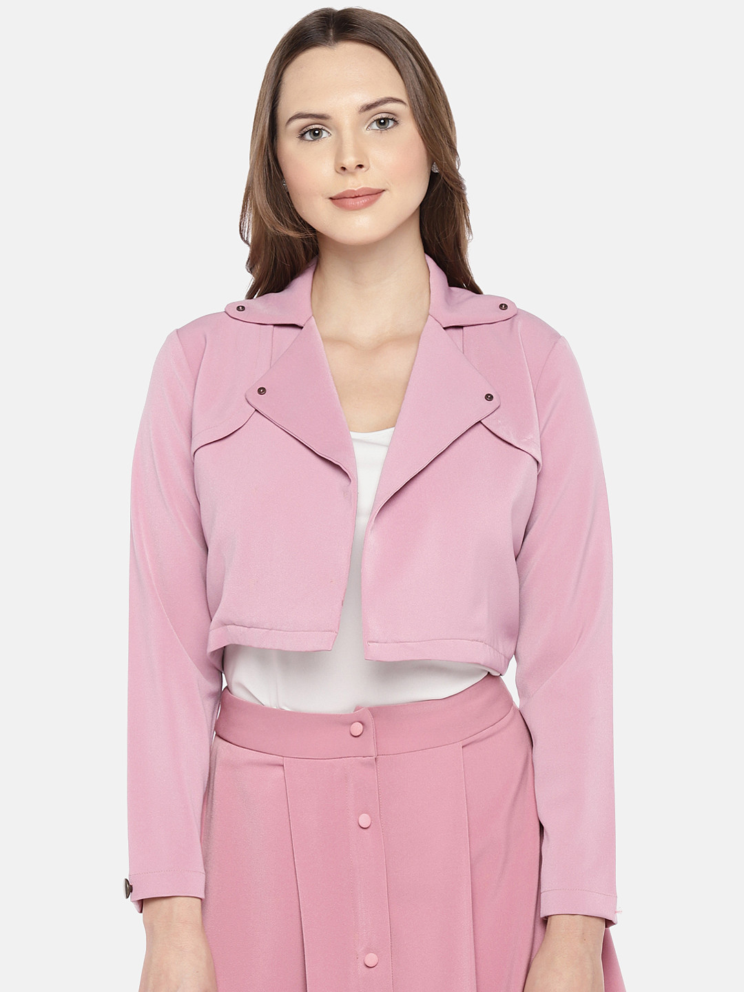 Buy Khwaab Women Pink Solid Tailored Jacket Jackets for Women 8904007