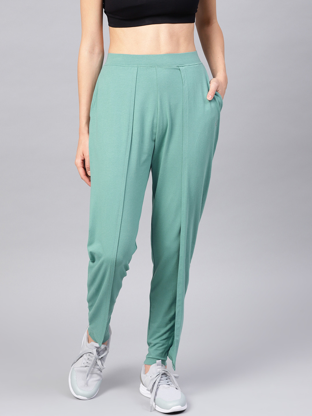 Buy HRX By Hrithik Roshan Women Green Solid Slim Fit Yoga Track Pants