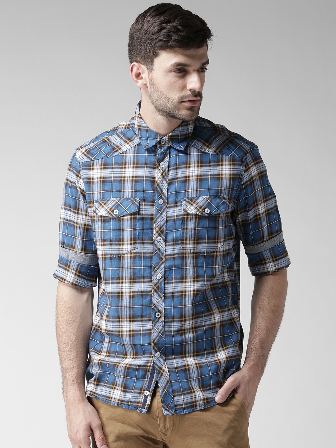 Buy Celio Blue Checked Casual Shirt - Shirts for Men 891246 | Myntra