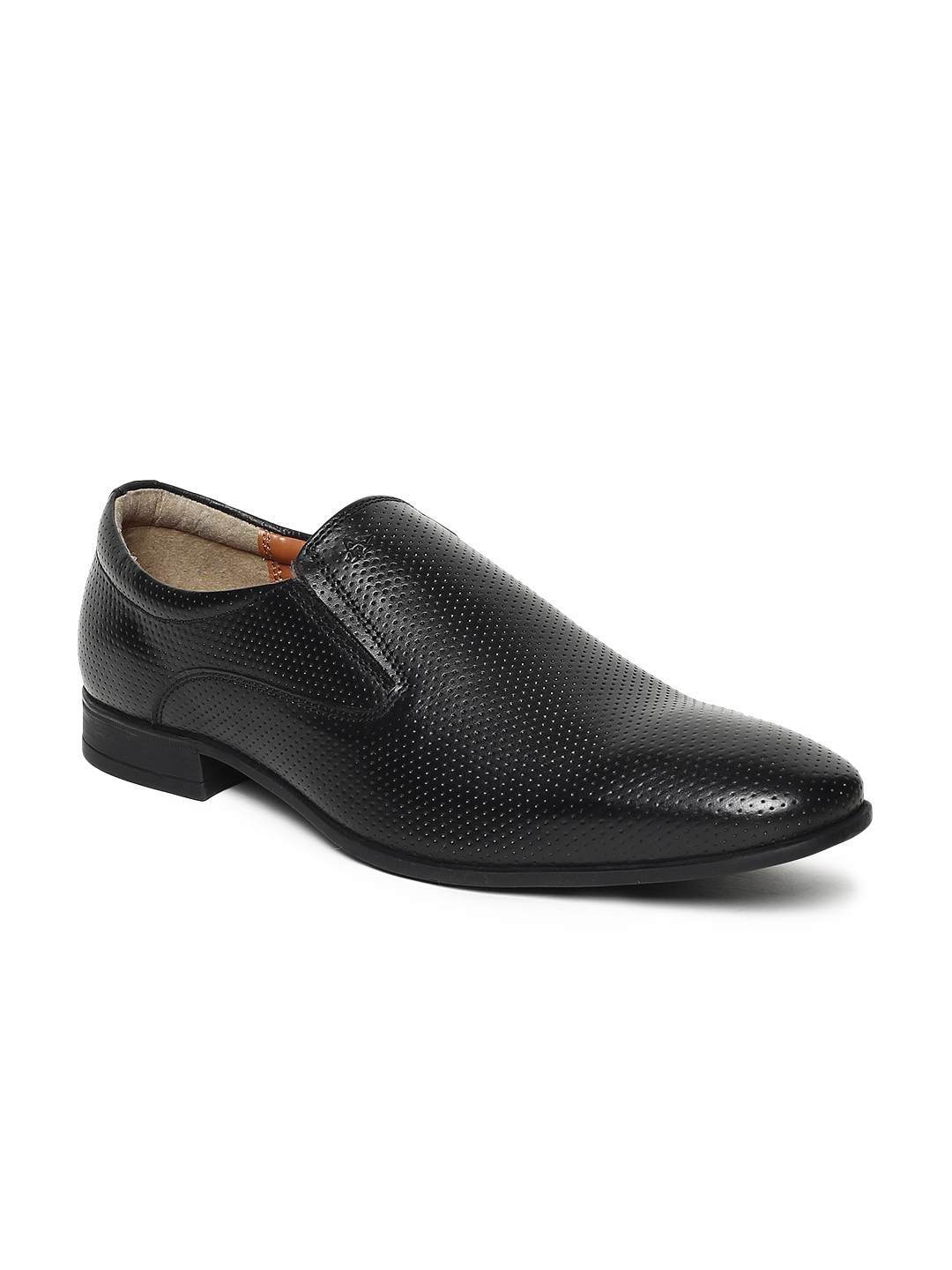 Buy Arrow Men Black Formal Leather Slip Ons - Formal Shoes for Men ...