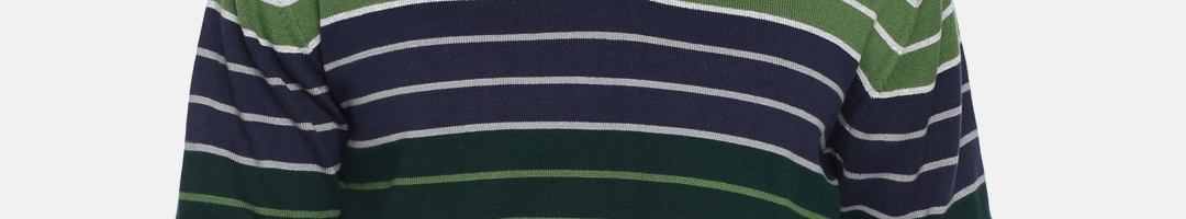 Buy Akiva Men Green & Navy Blue Striped Sweater - Sweaters for Men ...