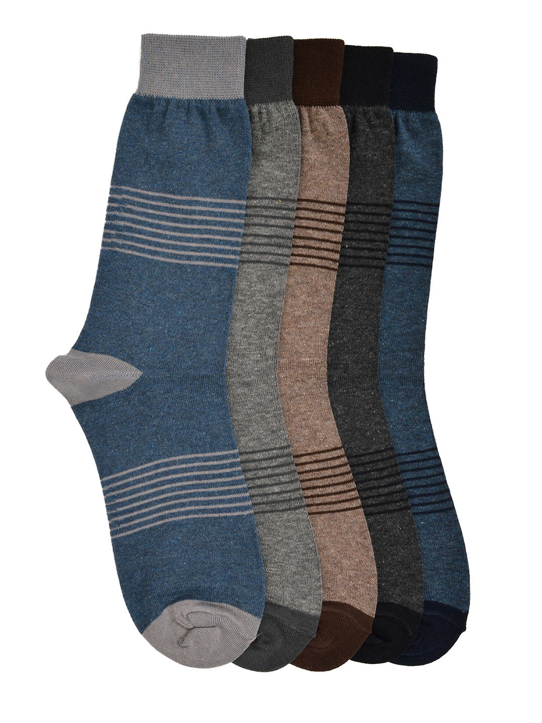 Buy MARC Men Pack Of 5 Striped Calf Length Socks Socks for Men