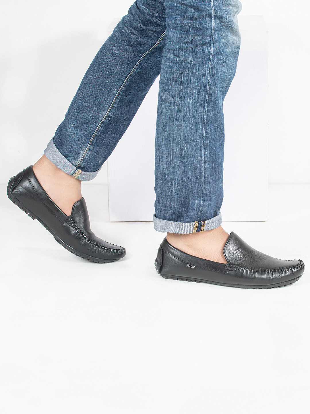 Buy ID Men Black Leather Driving Shoes Casual Shoes for Men 8947761