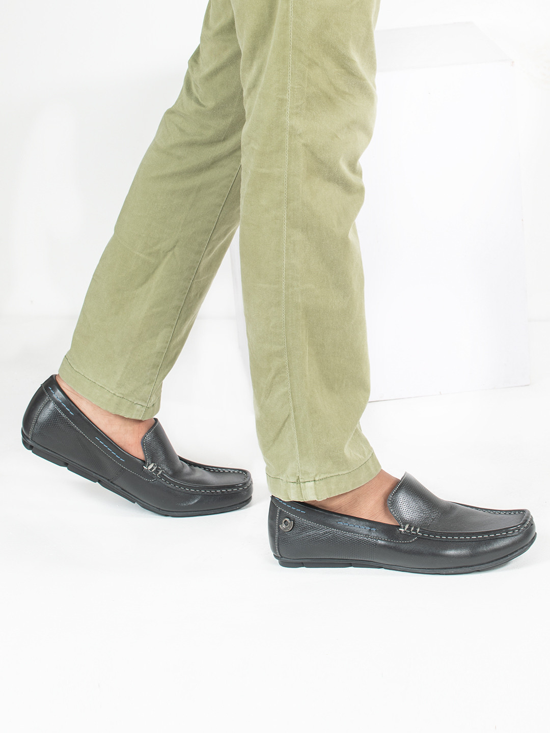 Buy ID Men Black Leather Loafers Casual Shoes for Men 8947865 Myntra