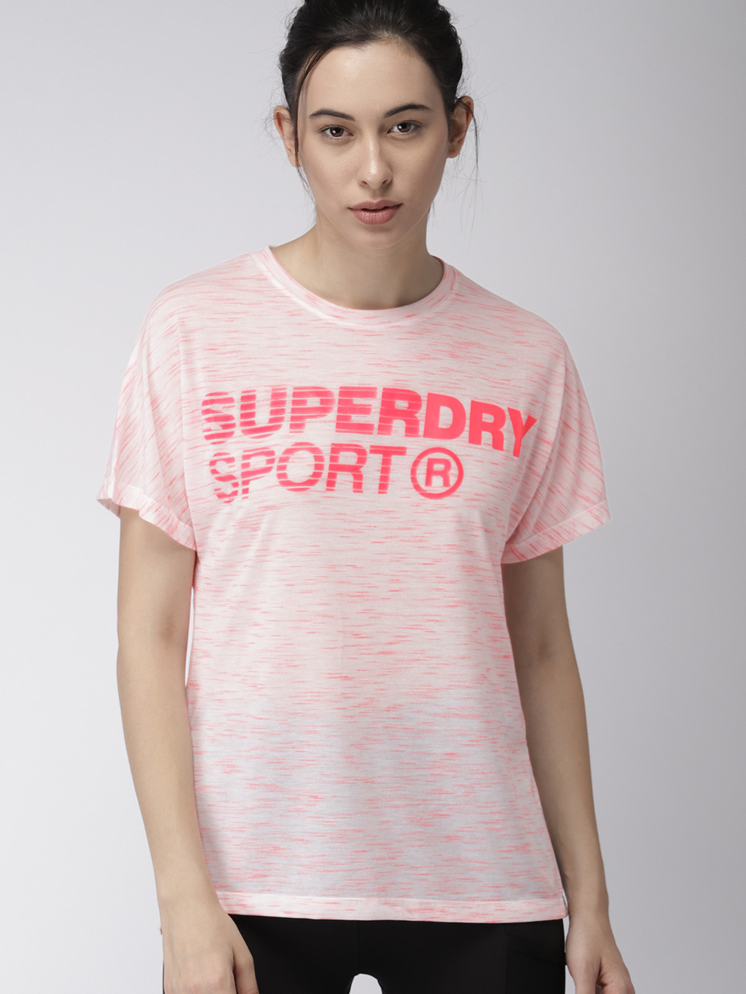 Buy Superdry Women White & Pink Printed Round Neck T Shirt Tshirts
