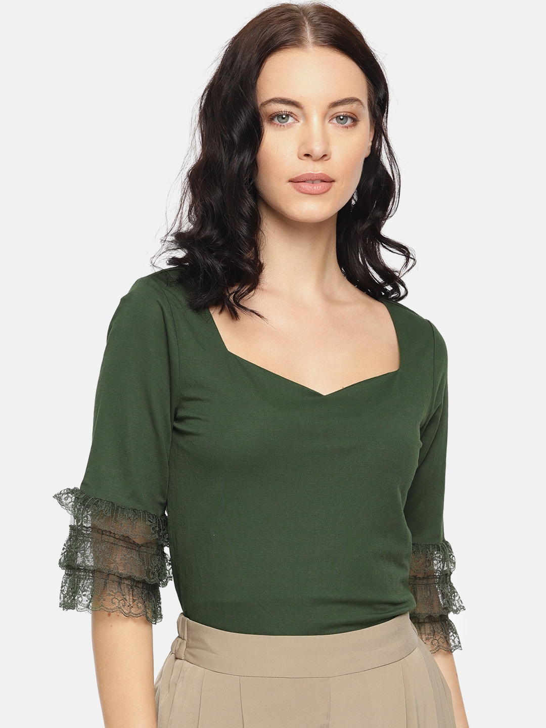 olive green tops womens