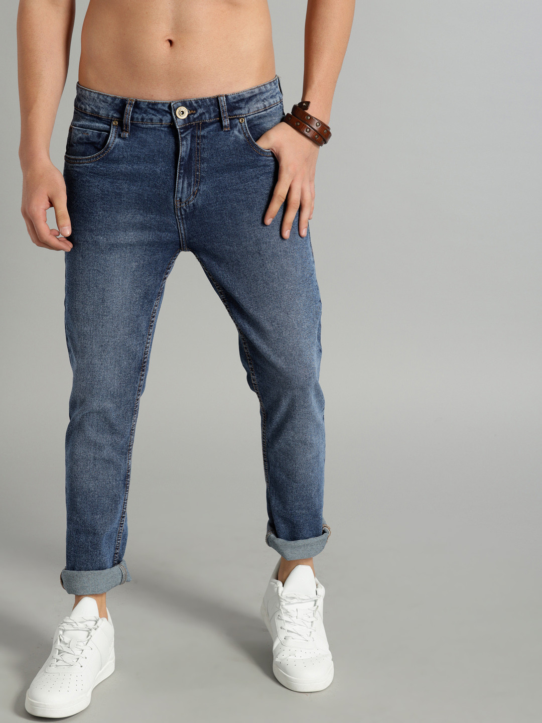 Buy The Roadster Lifestyle Co Men Blue Skinny Fit Mid Rise Clean Look