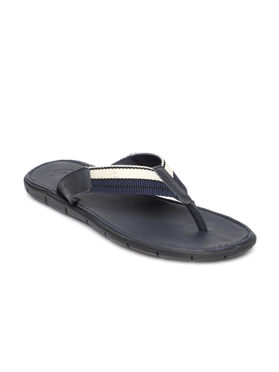 Buy GABICCI Men Navy Blue & Off White Striped Thong Flip Flops - Flip Flops for Men 8964625 | Myntra