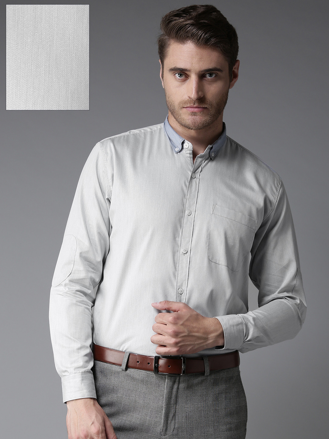 Buy DENNISON Men Grey Slim Fit Solid Formal Shirt Shirts for Men 8965539 Myntra