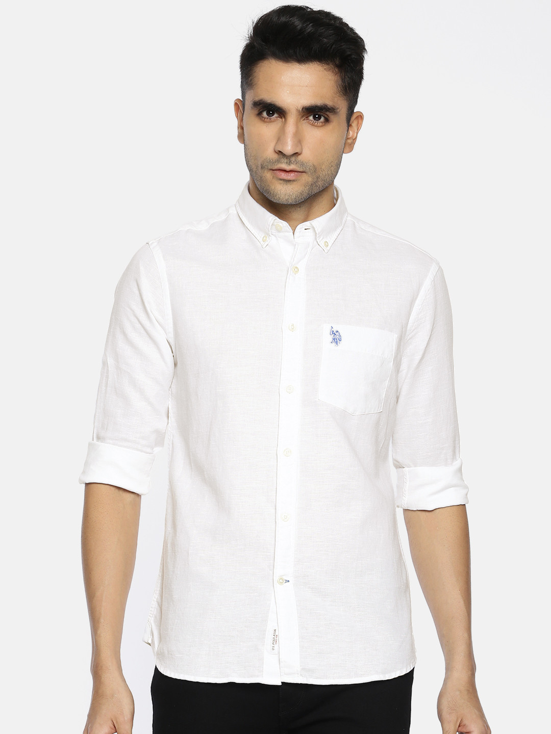 Buy U.S. Polo Assn. Men White Tailored Fit Solid Casual Shirt Shirts