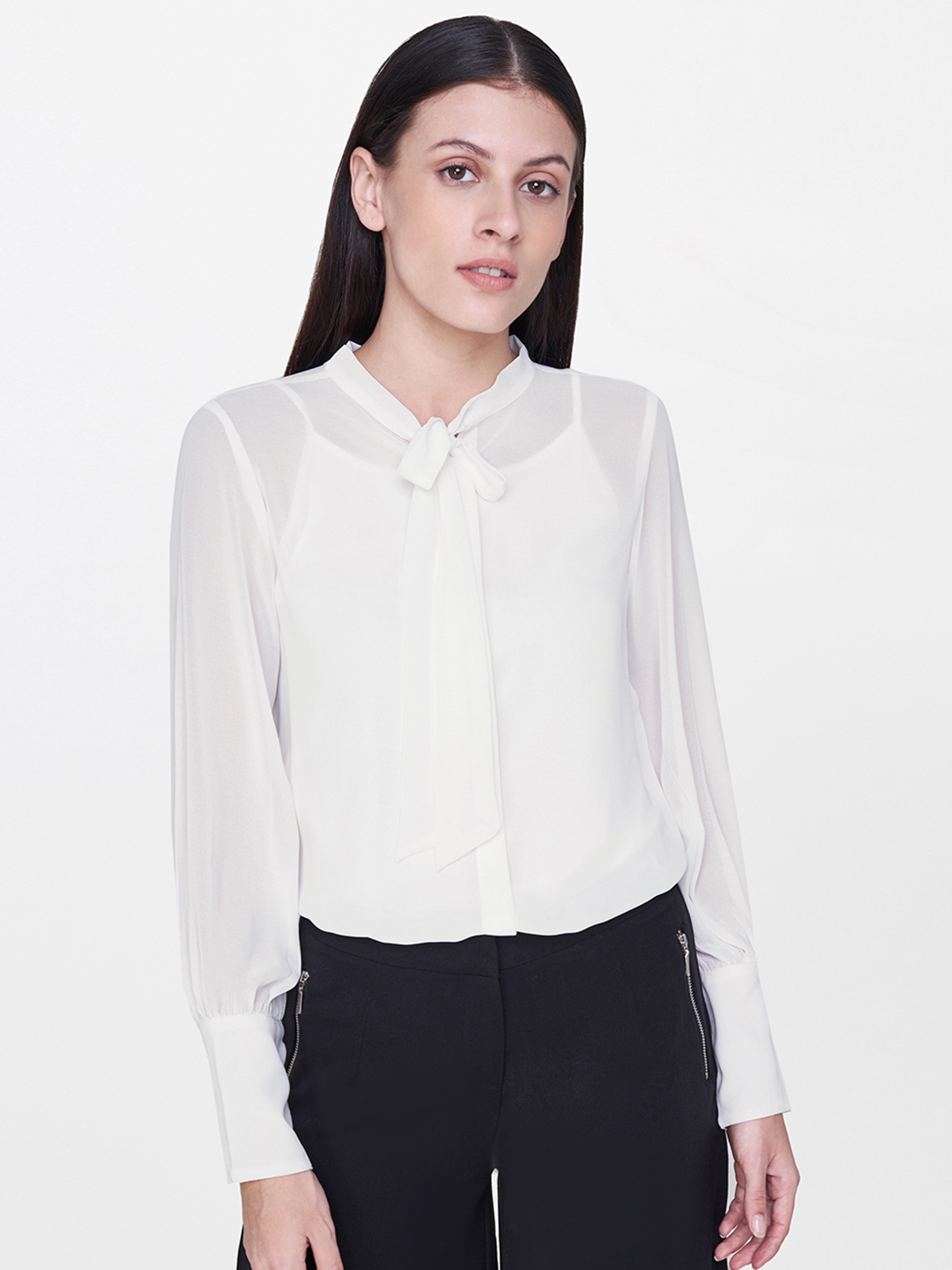 Buy AND Women White Regular Fit Solid Casual Shirt - Shirts for Women ...