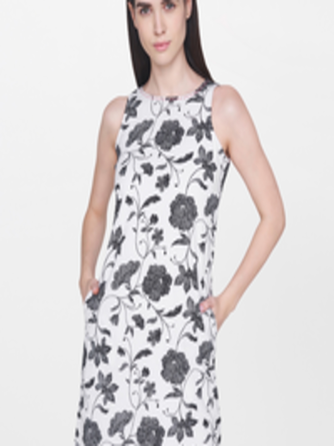 Buy AND Women White & Black Printed Sheath Dress - Dresses for Women ...