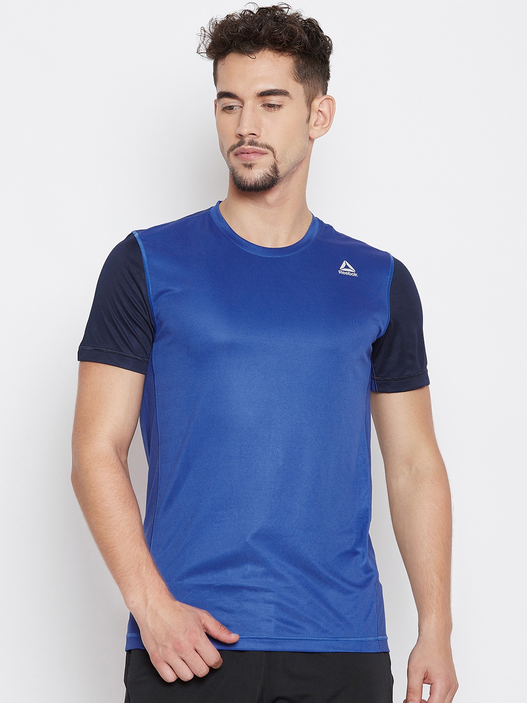 Buy Reebok Men Blue Solid Round Neck Contrast Mod T Shirt - Tshirts for ...