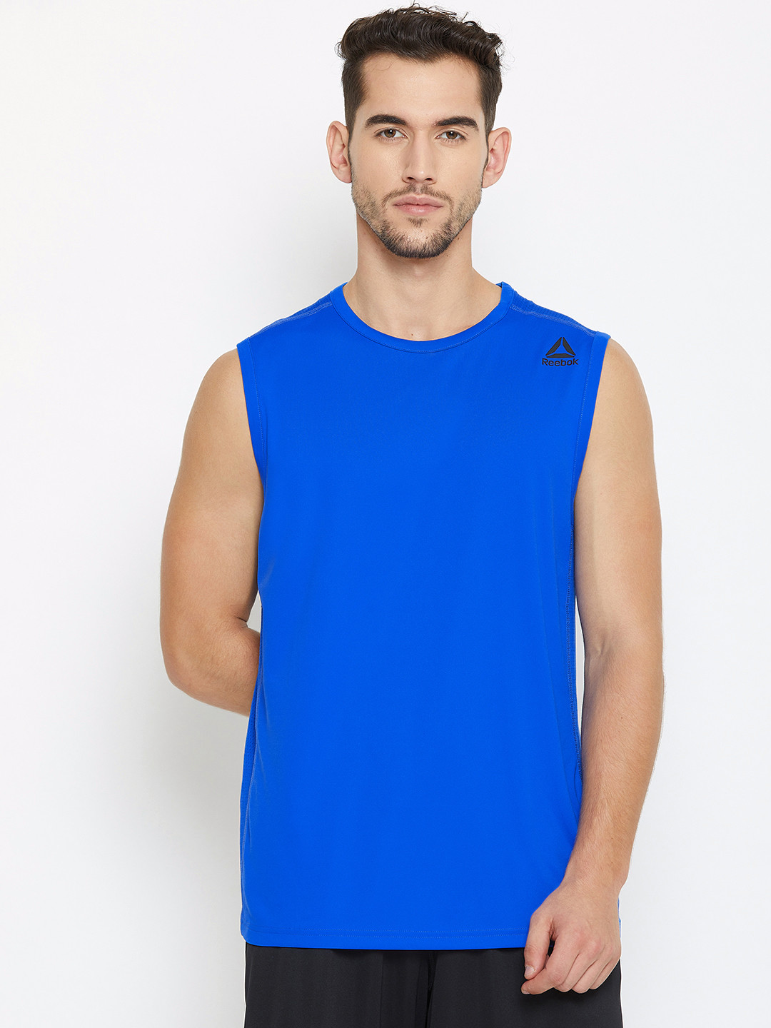 Buy Reebok Men Blue US Workout TECH Sleeveless Solid Round Neck