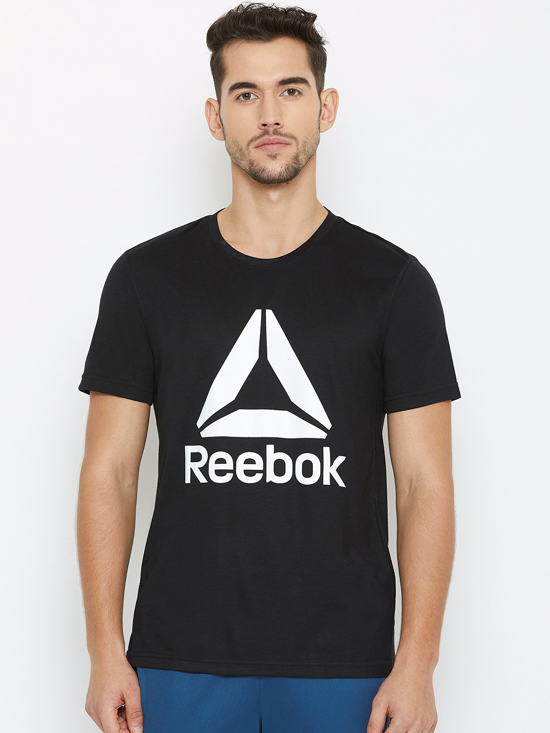 Buy Reebok Men Black Workout Supremium 2.0 Graphic Printed Training T