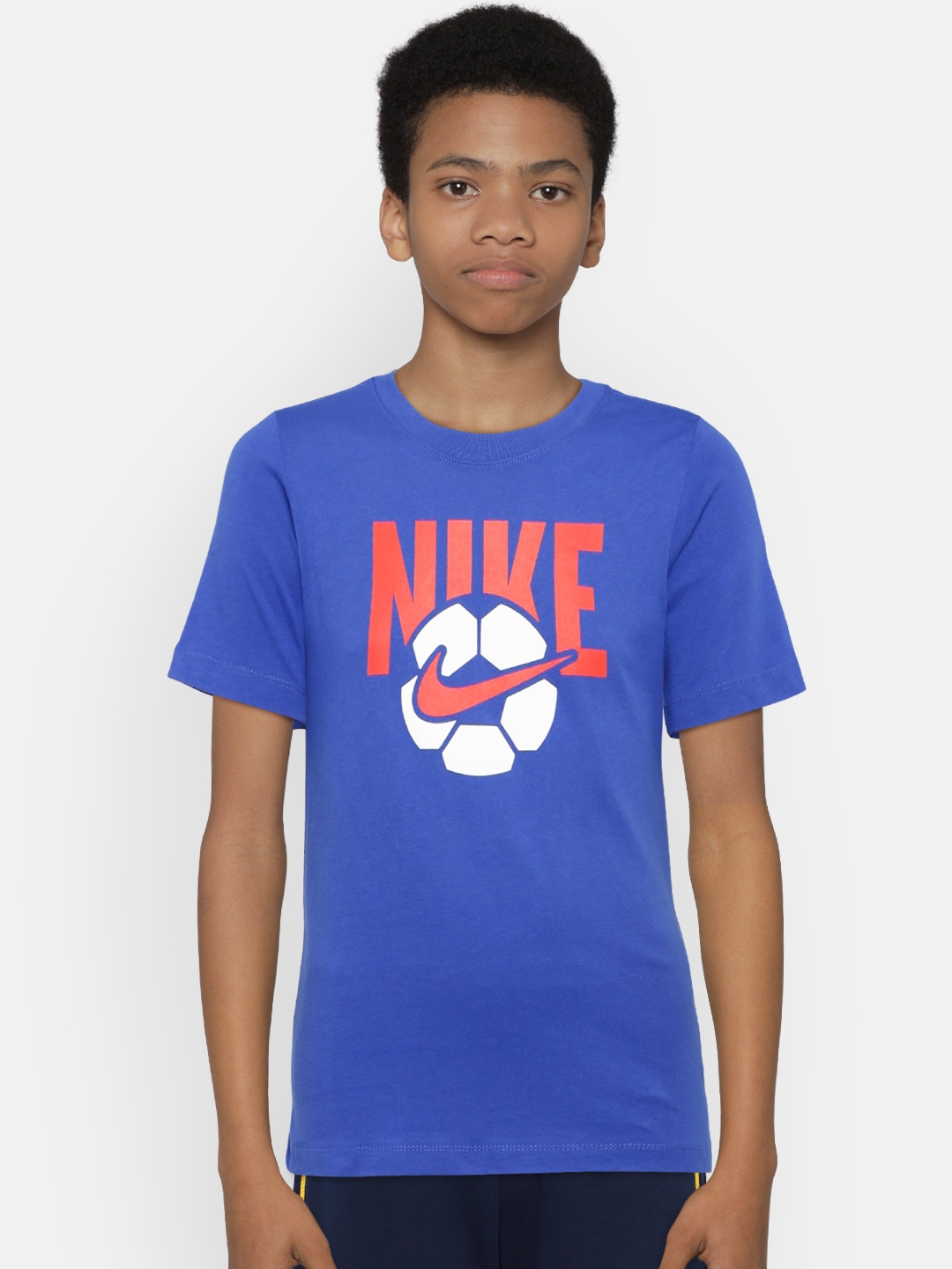 Buy Nike Boys Blue Printed Round Neck NSW TEE SOCCER BALL Pure Cotton T
