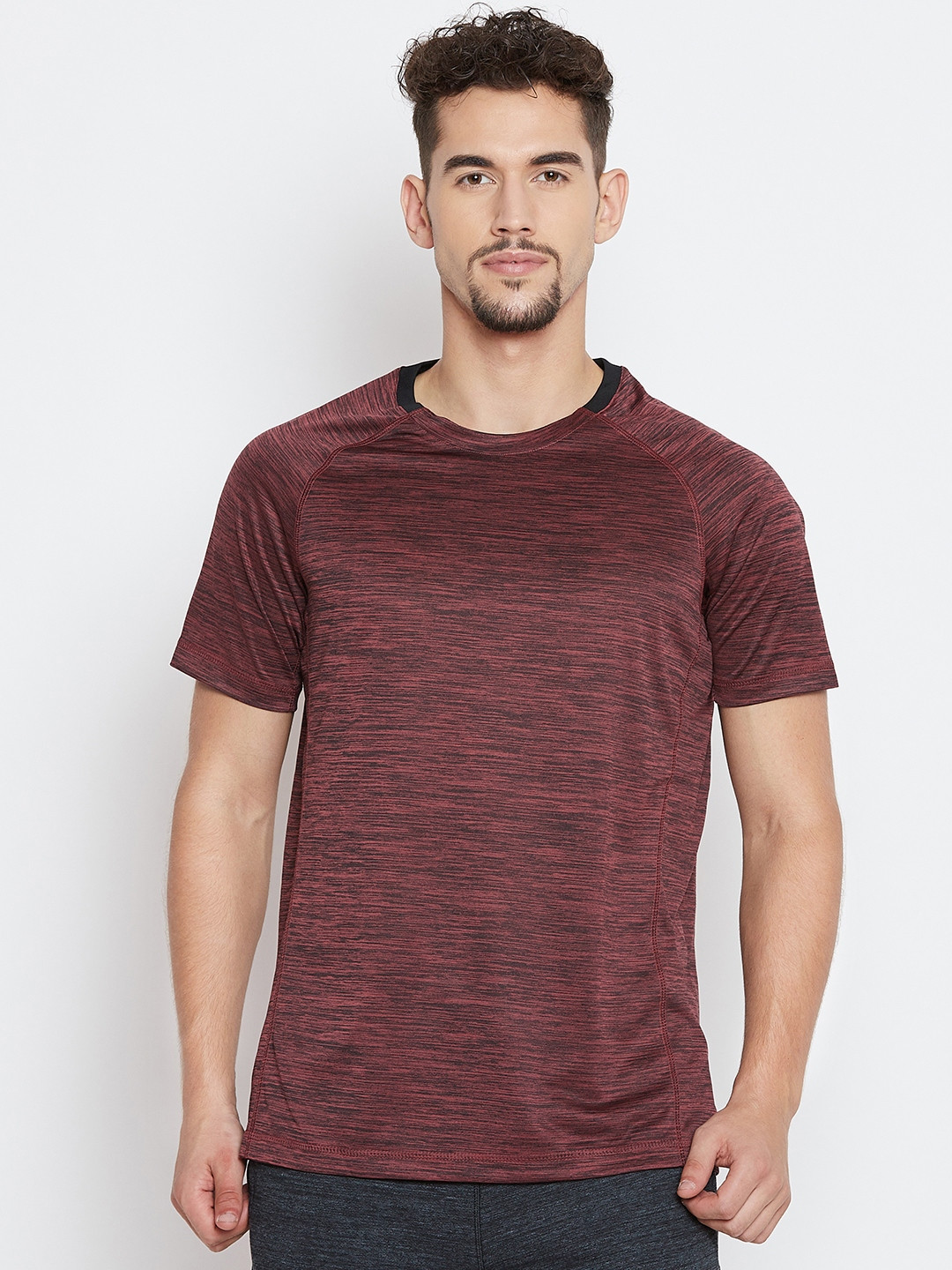 Buy Reebok Men Maroon Solid Round Neck Workout T Shirt Tshirts for