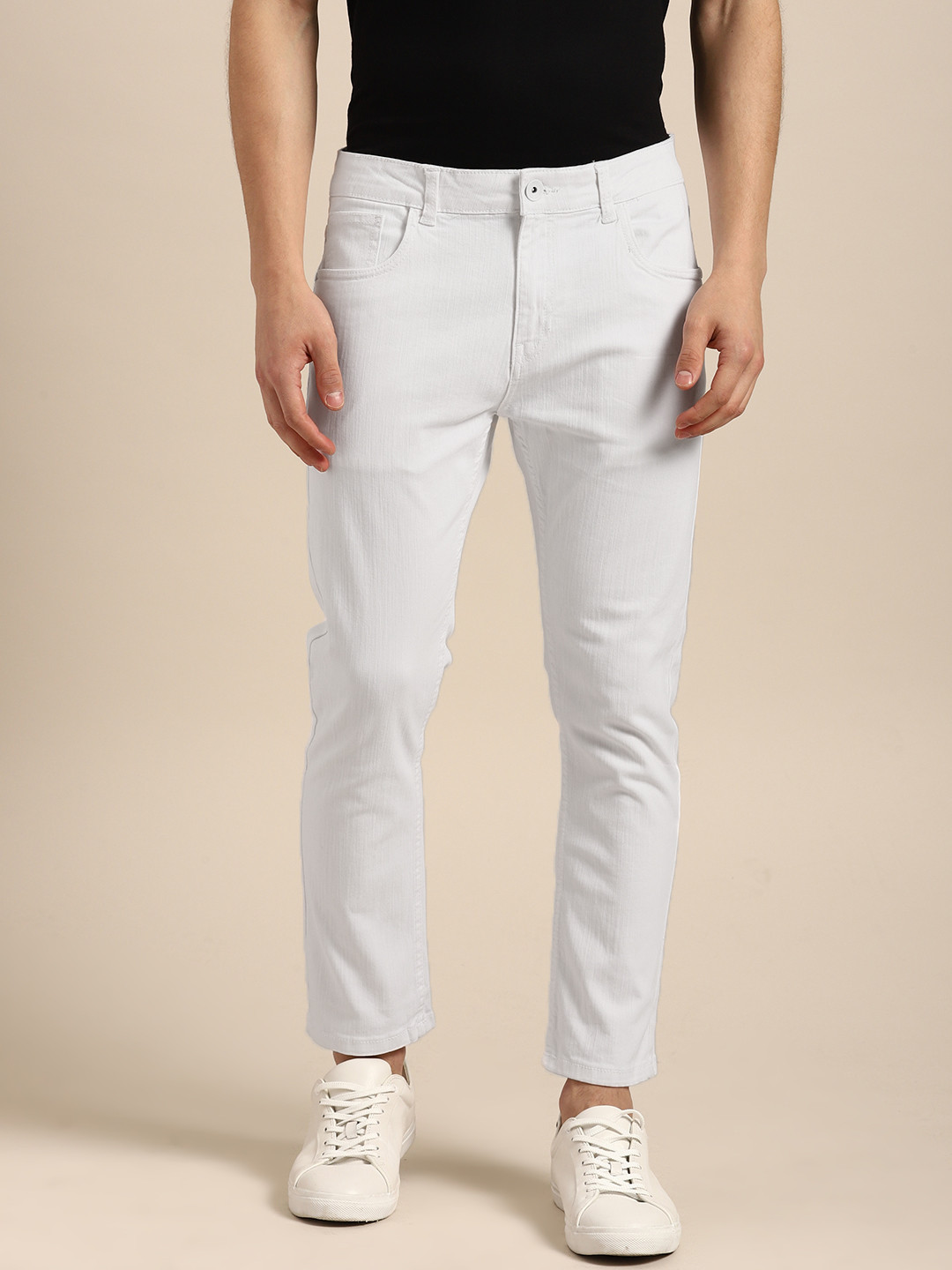 Buy Ether Men White Regular Fit Mid Rise Clean Look Stretchable Jeans