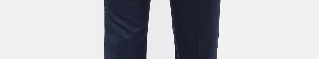 Buy Raymond Men Navy Blue Slim Fit Solid Formal Trousers - Trousers for ...