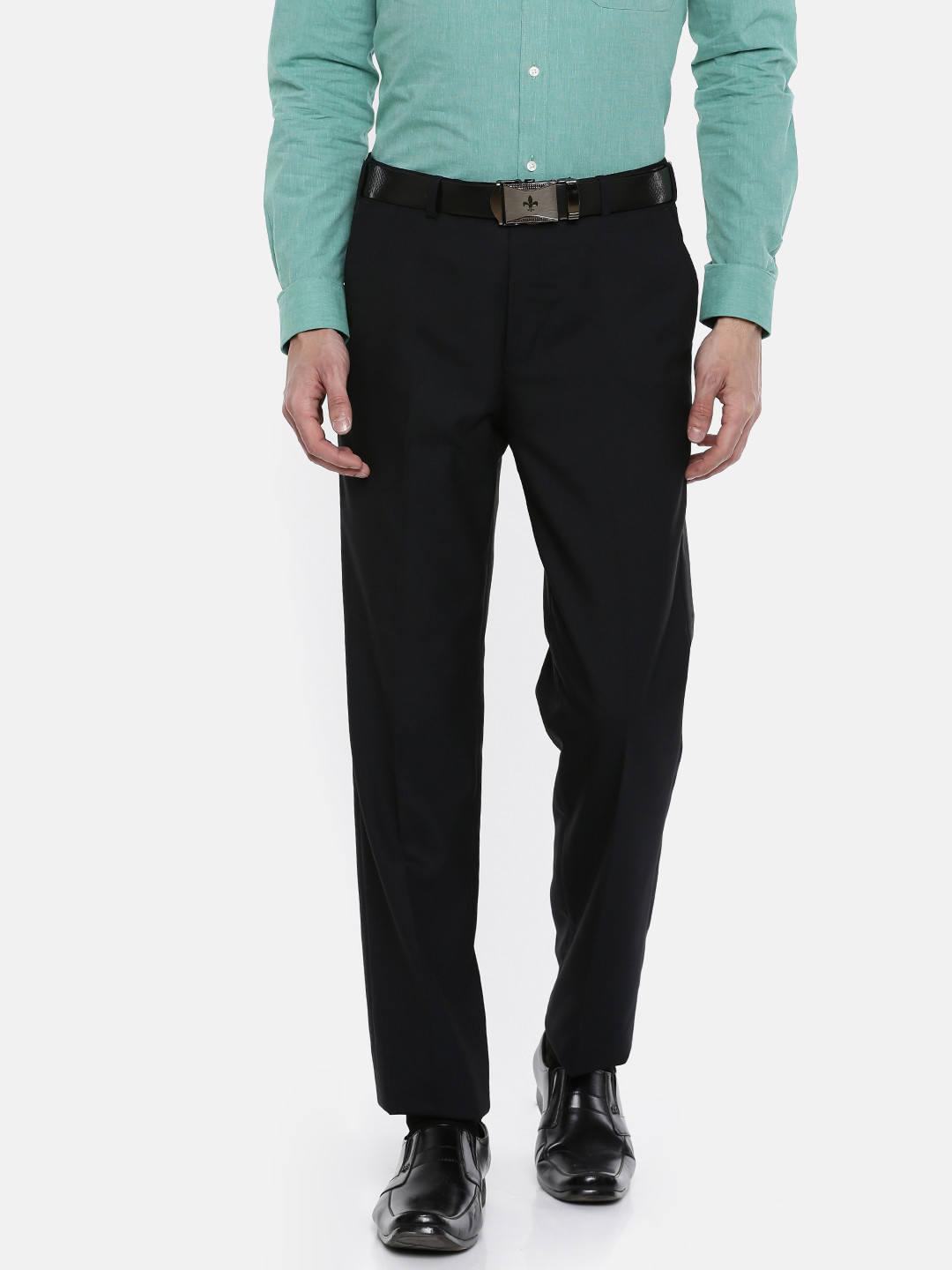 Buy Park Avenue Men Black Solid Formal Trousers - Trousers for Men ...