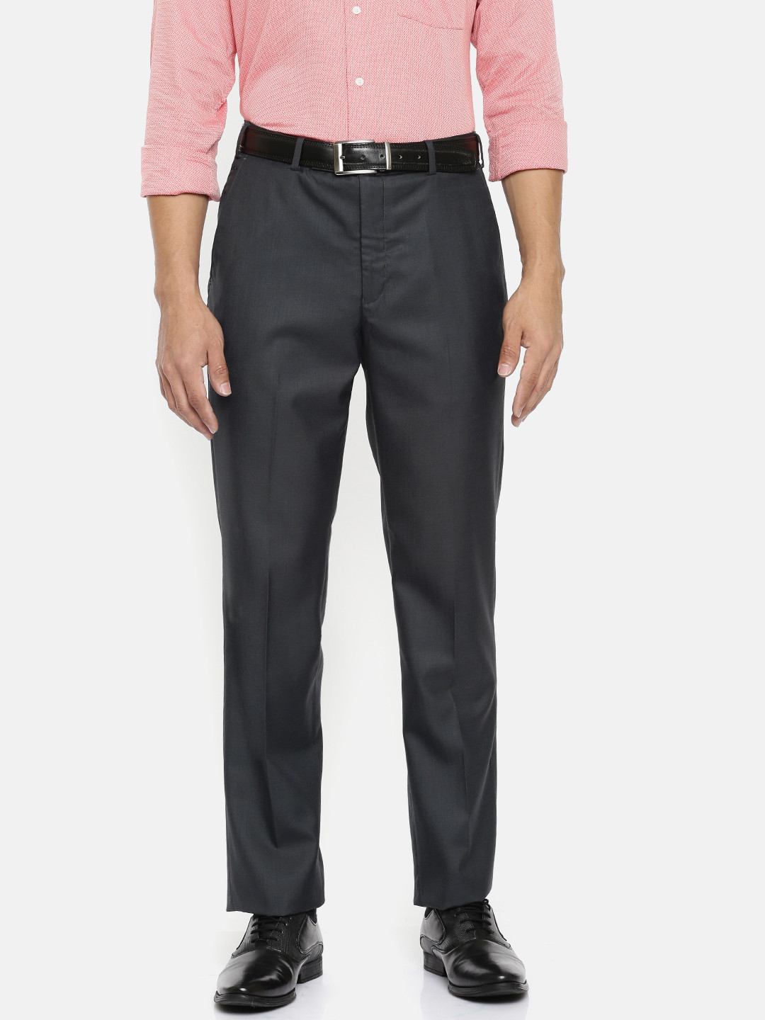 Buy Park Avenue Men Grey Regular Fit Solid Formal Trousers - Trousers ...