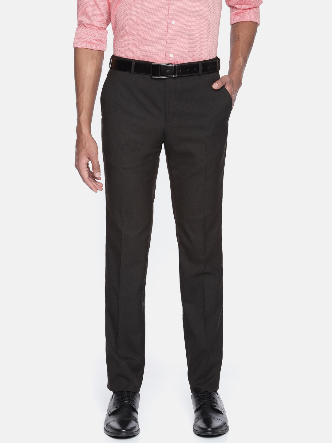 Buy Raymond Men Brown Slim Fit Solid Formal Trousers - Trousers for Men ...