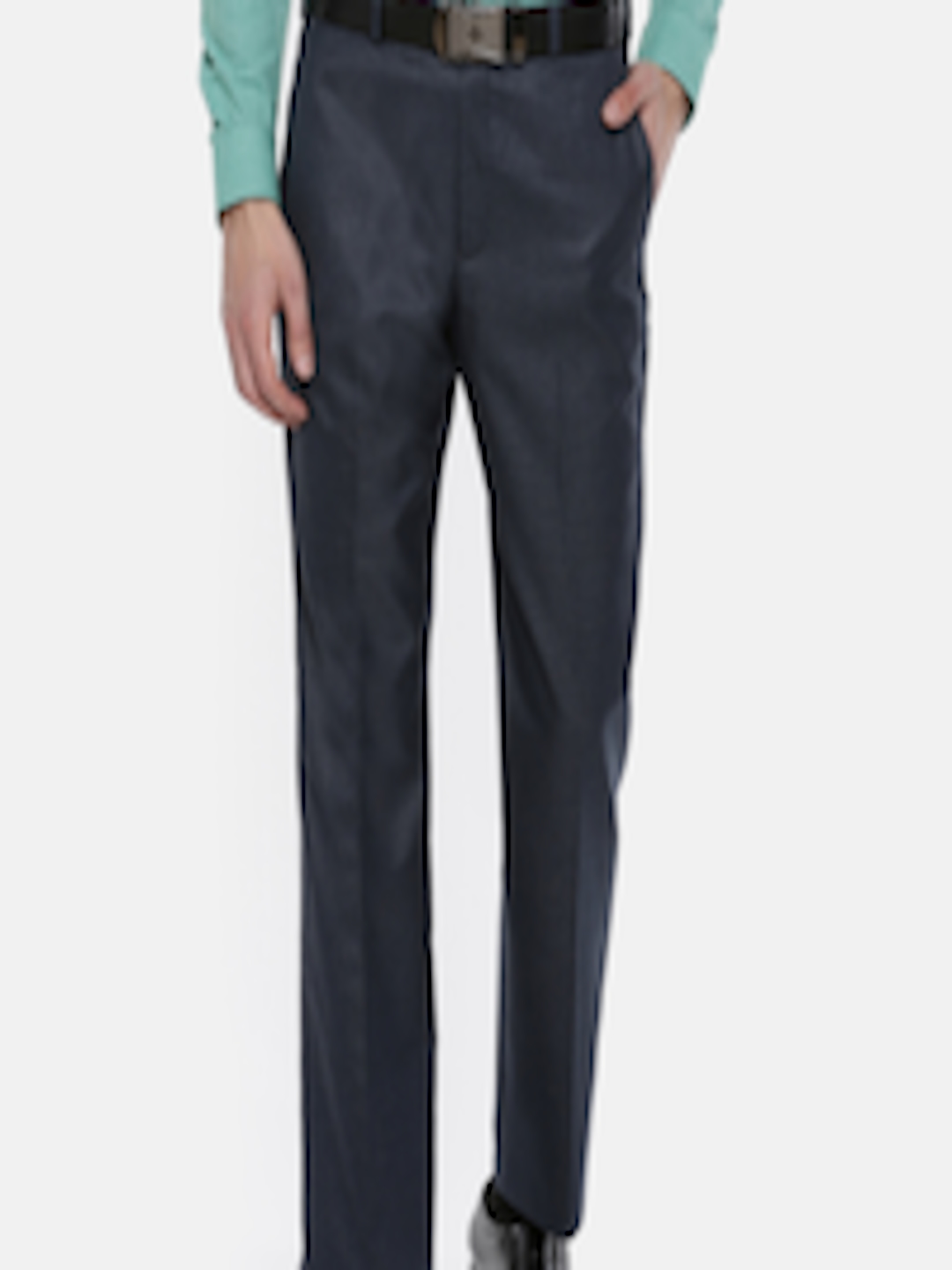 Buy Park Avenue Men Blue Self Design Formal Trousers - Trousers for Men ...