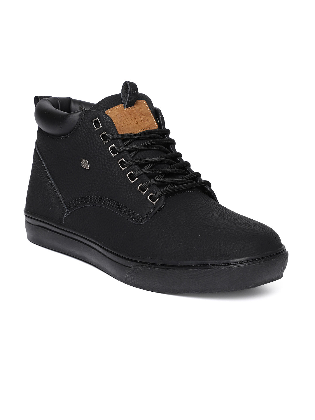 Buy BRITISH KNIGHTS Men Black Solid Mid Top Sneakers Buy BRITISH KNIGHTS Men Black Solid Mid Top Sneakers