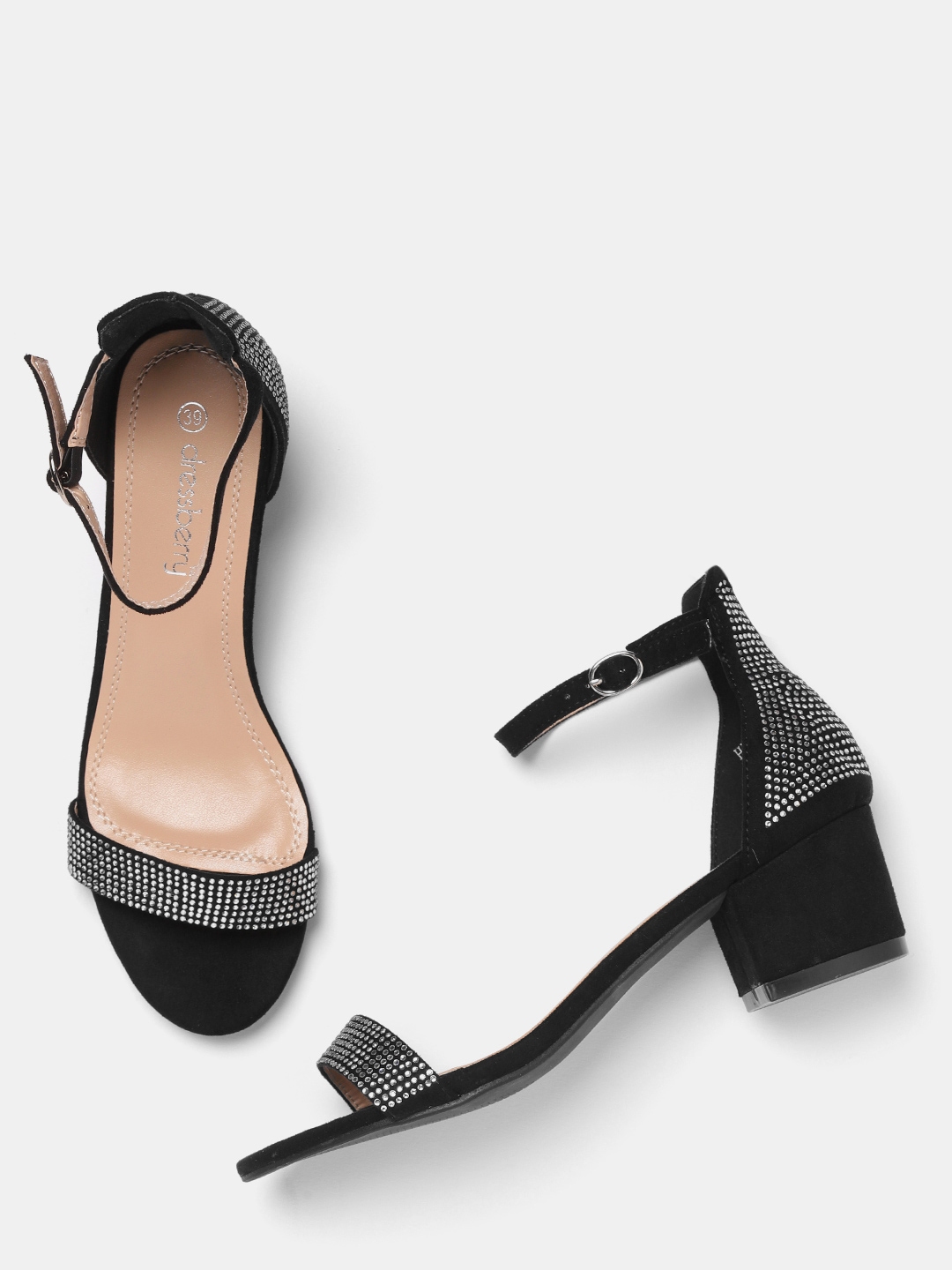 black embellished heels