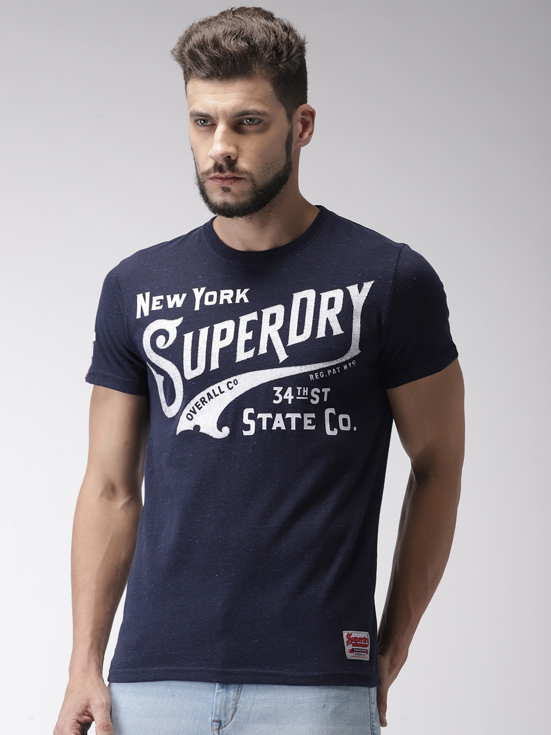Buy Superdry Men Navy Blue Printed Round Neck T Shirt - Tshirts for Men