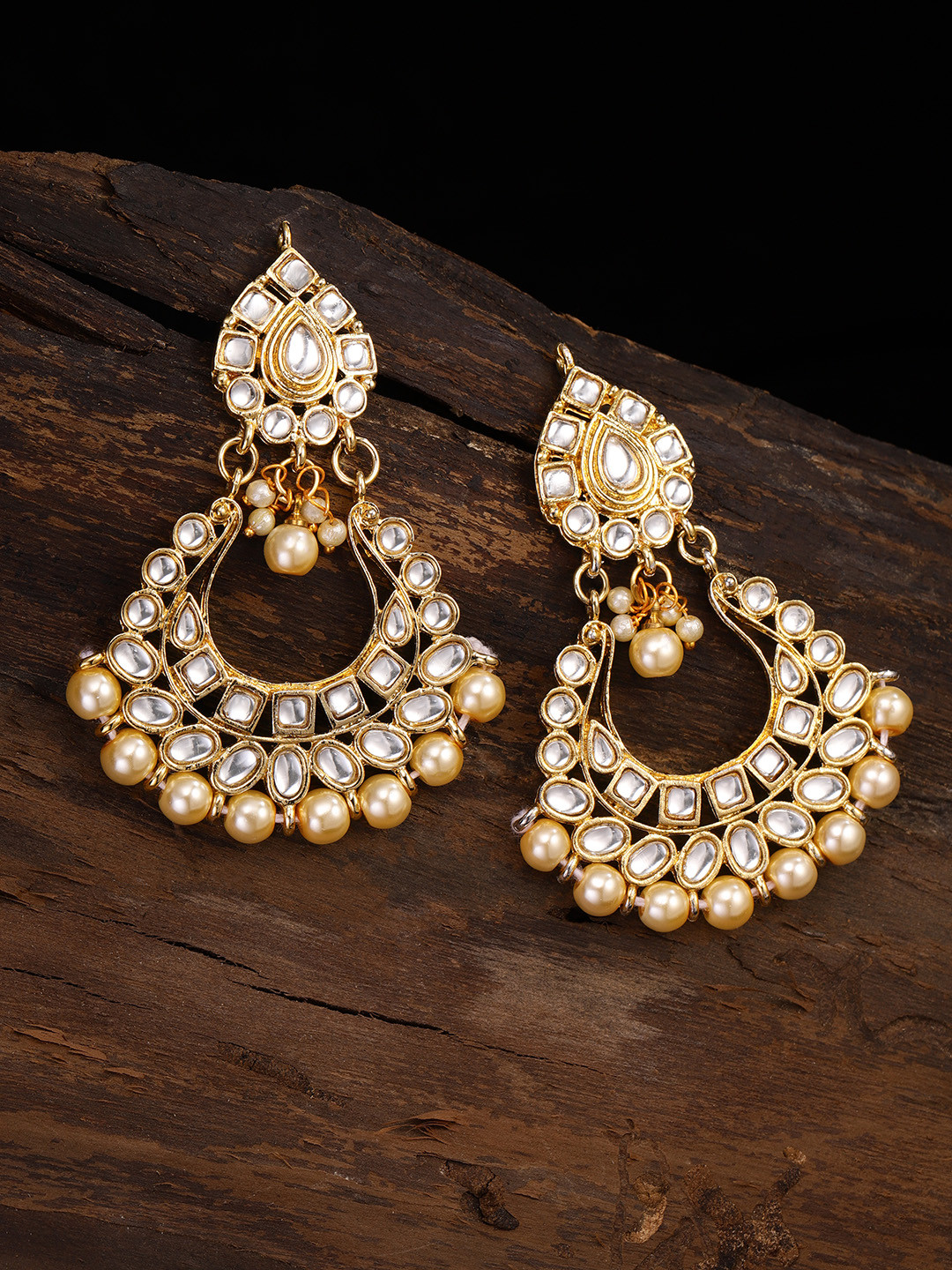 Buy Zaveri Pearls Gold Toned Contemporary Drop Earrings - Earrings for