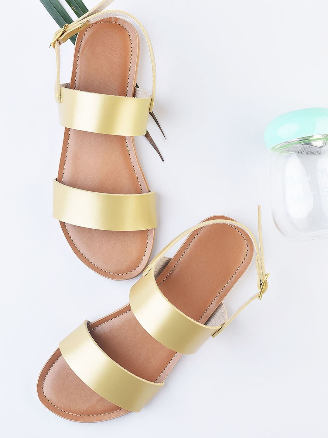 gold flats open toe