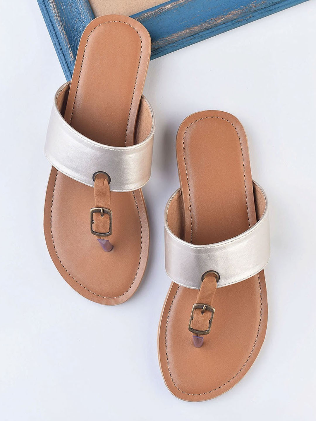 gold t strap flats