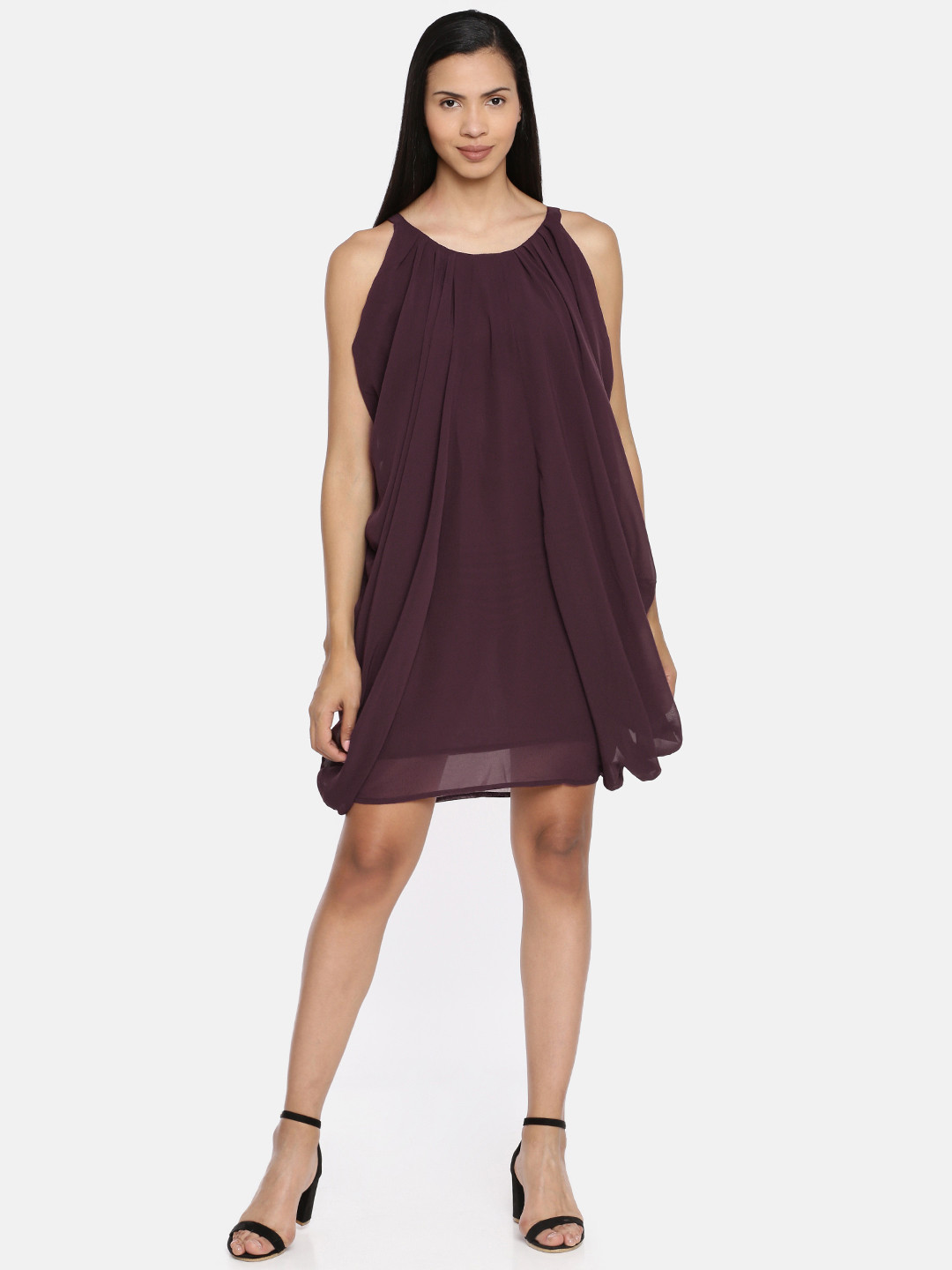 Buy Vero Moda Women Burgundy Solid A Line Dress Dresses for Women