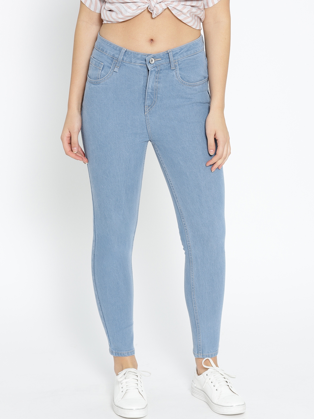 Buy The Roadster Lifestyle Co Women Blue Skinny Fit High Rise Clean Look Stretchable Cropped 
