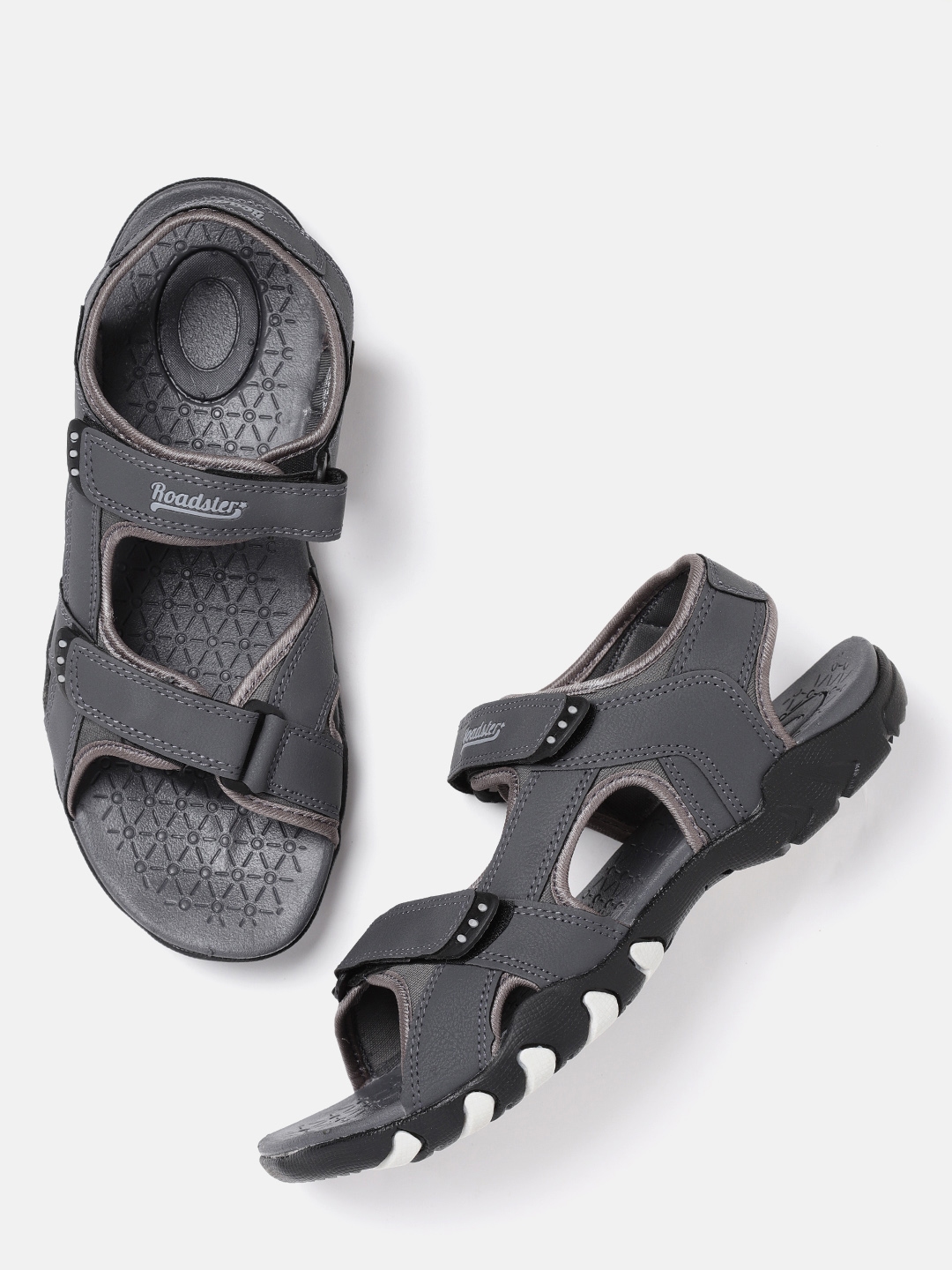 Buy The Roadster Lifestyle Co Men Charcoal Grey Sports Sandals - Sports ...