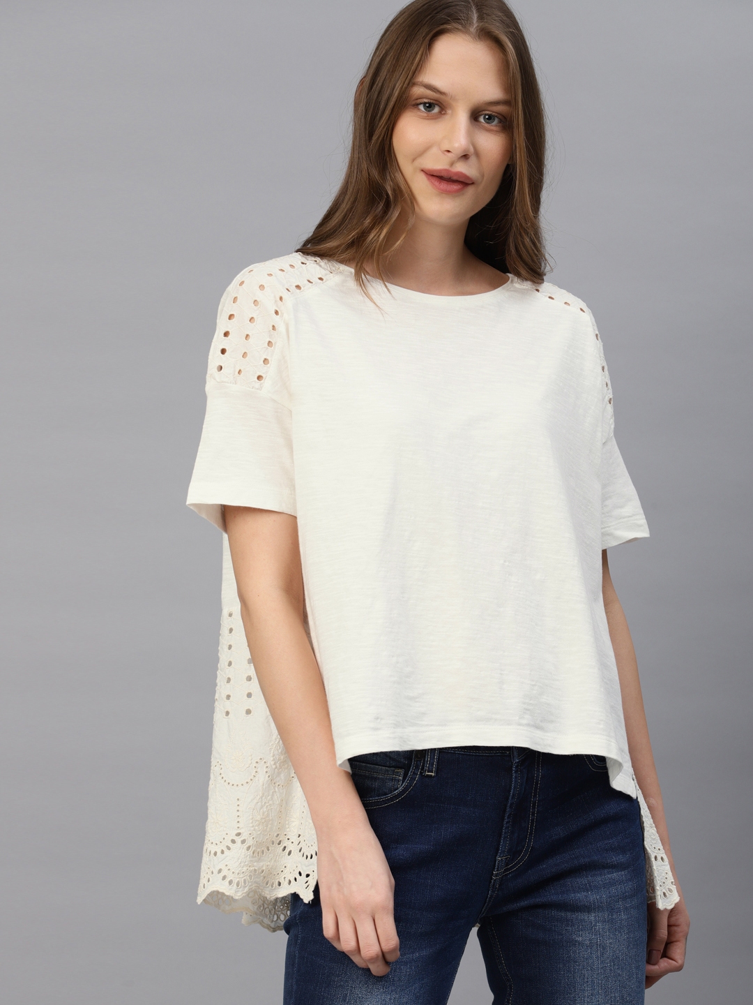 Buy French Connection Women White Solid Pure Cotton Top - Tops for ...