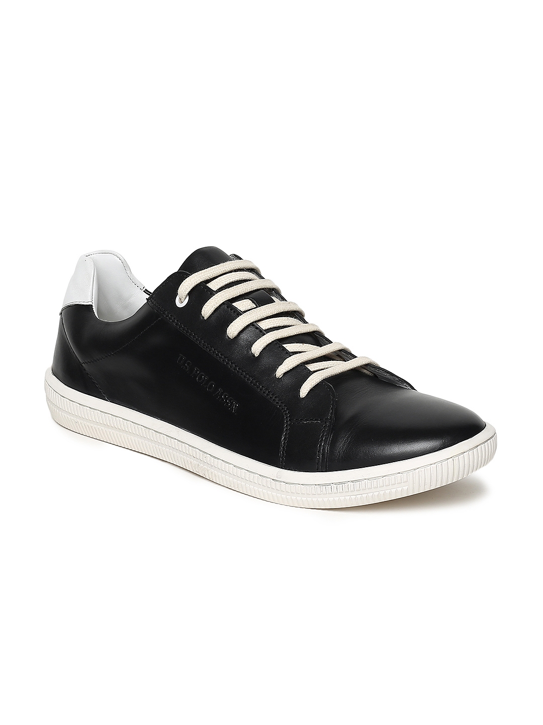 polo black leather sneakers