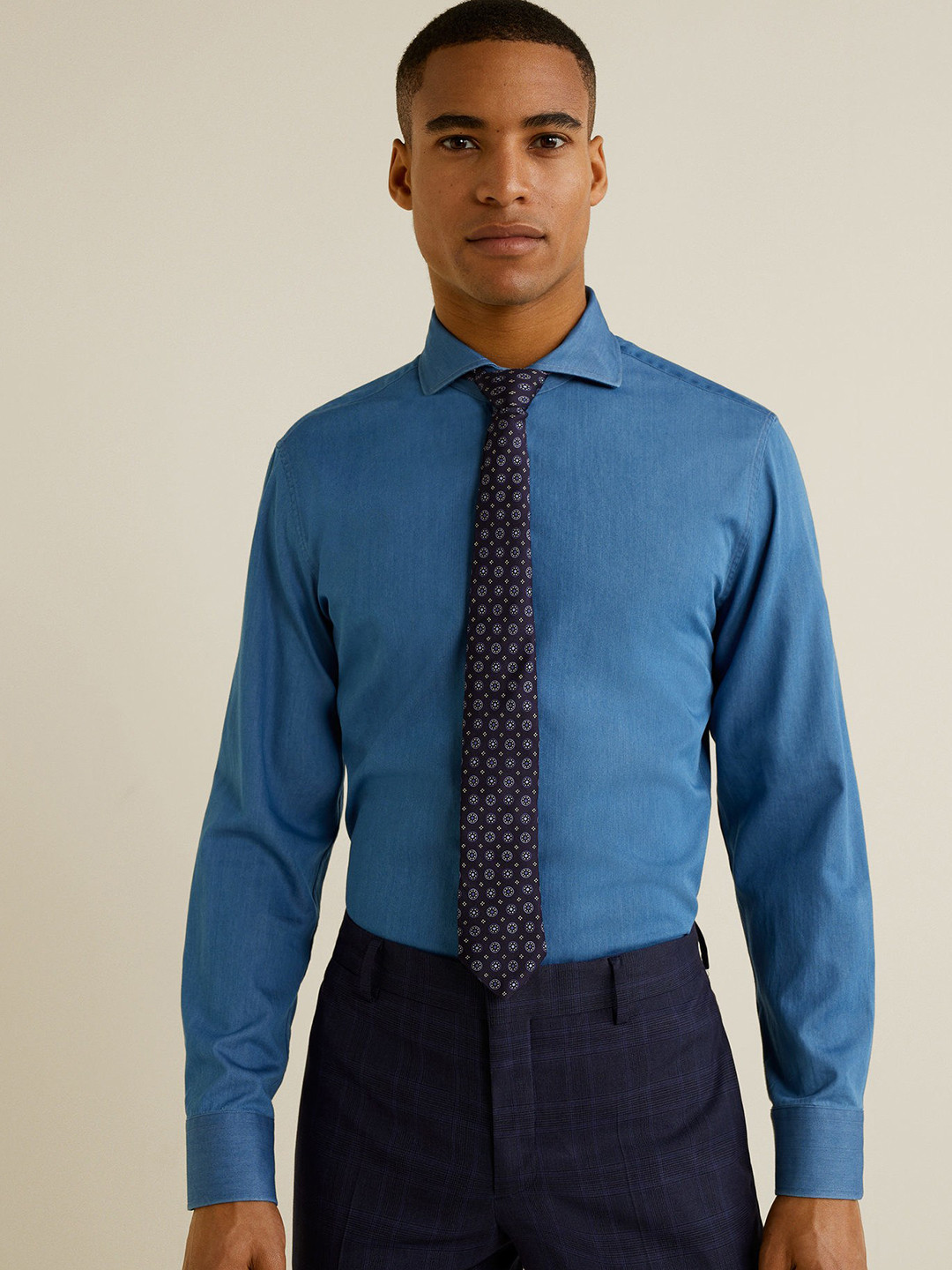 Buy MANGO MAN Blue Slim Fit Solid Formal Shirt Shirts for Men 9040449 Myntra