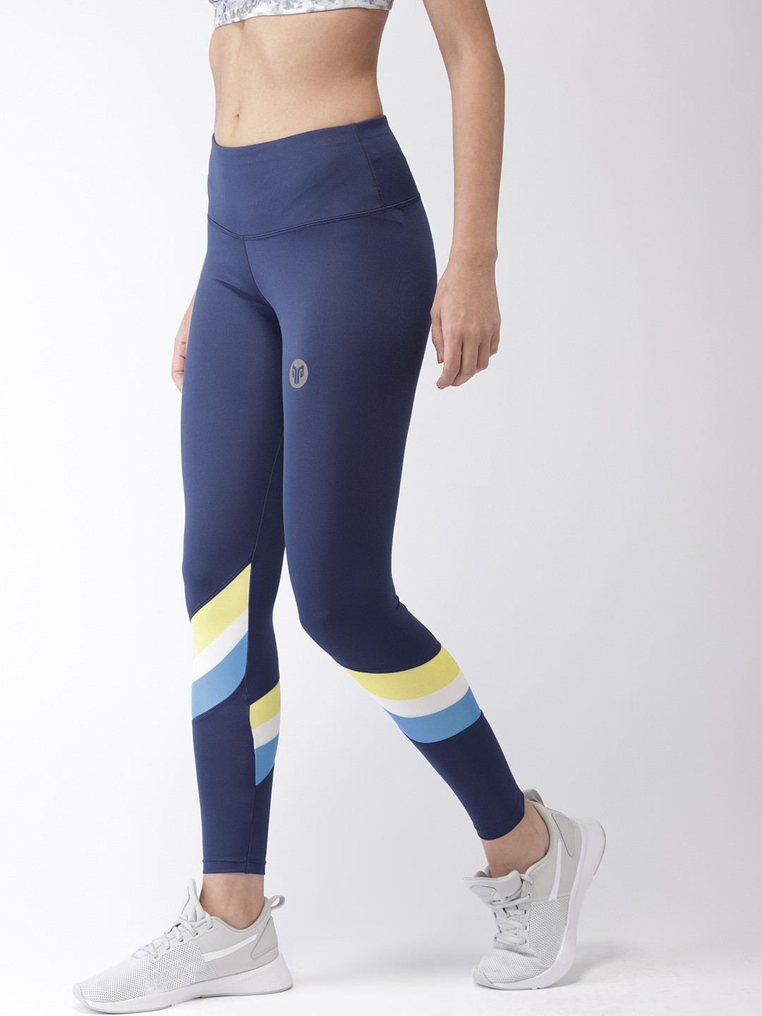 Buy 2GO Women Navy Blue Solid Go Dry Running Tights Tights for Women