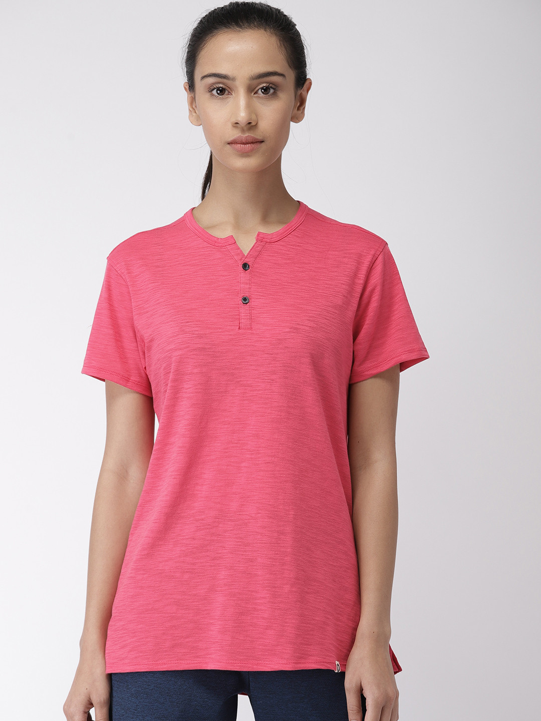 Buy 2GO Women Pink Solid Henley Neck T Shirt Tshirts for Women