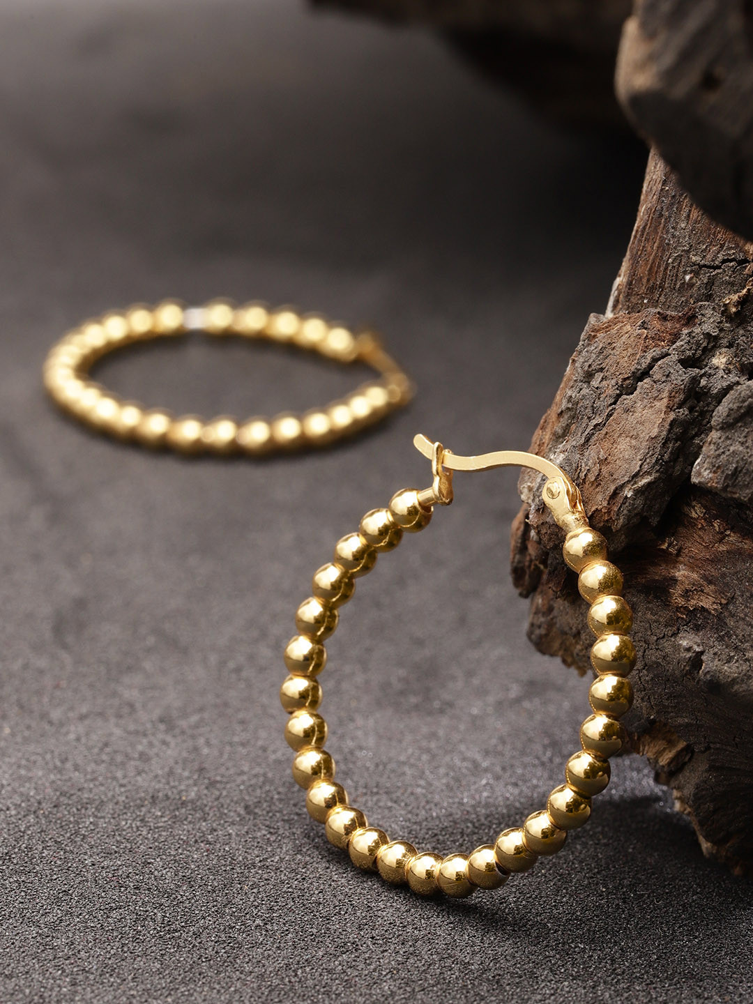 Buy Carlton London Gold Plated Beaded Circular Hoop Earrings Earrings