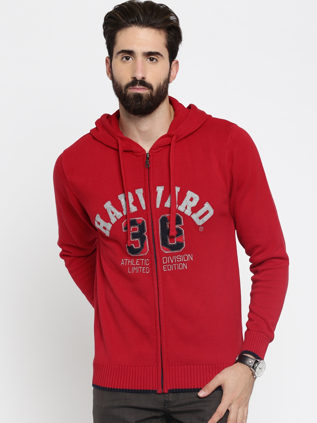 Buy Harvard Red Hooded Sweater - Sweaters for Men 904619 | Myntra